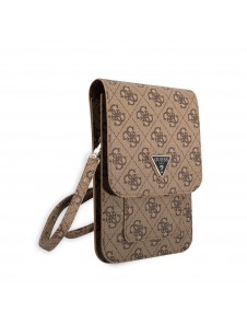 Guess PU 4G Triangle Logo Phone Bag Brown
