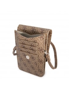 Guess PU 4G Triangle Logo Phone Bag Brown