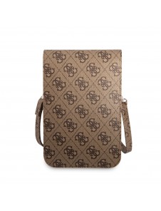 Guess PU 4G Triangle Logo Phone Bag Brown