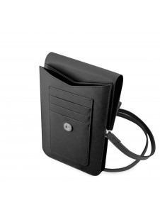 Guess PU Saffiano Triangle Logo Phone Bag Black