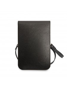 Guess PU Saffiano Triangle Logo Phone Bag Black
