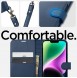 Spigen Wallet S Leather Flip Wallet for iPhone 14 Blue