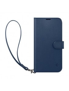 Spigen Wallet S Leather Flip Wallet for iPhone 14 Blue
