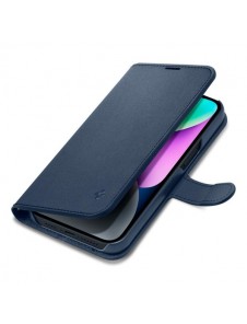 Spigen Wallet S Leather Flip Wallet for iPhone 14 Blue