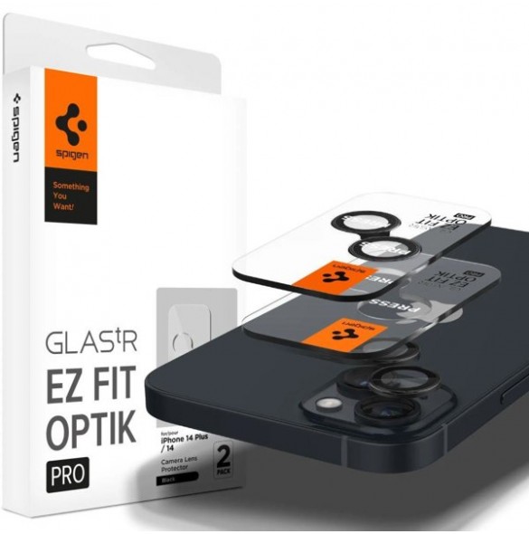 Spigen OPTIK.TR "EZ FIT" CAMERA PROTECTOR 2-PACK IPHONE 14/14 PLUS BLACK COVER