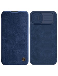 Nillkin Qin Leather Pro Case Cover iPhone 14 Camera Protector Holster Cover Flip Case Blue
