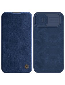 Nillkin Qin Leather Pro Case Cover iPhone 14 Camera Protector Holster Cover Flip Case Blue