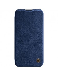 Nillkin Qin Leather Pro Case Cover iPhone 14 Camera Protector Holster Cover Flip Case Blue
