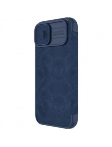 Nillkin Qin Leather Pro Case Cover iPhone 14 Camera Protector Holster Cover Flip Case Blue