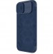 Nillkin Qin Leather Pro Case Cover iPhone 14 Camera Protector Holster Cover Flip Case Blue