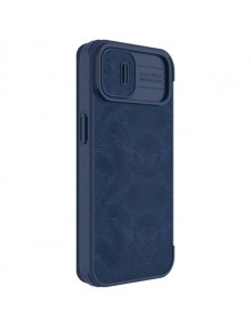 Nillkin Qin Leather Pro Case Cover iPhone 14 Camera Protector Holster Cover Flip Case Blue
