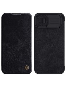 Nillkin Qin Leather Pro Case Cover iPhone 14 Camera Protector Holster Cover Flip Case Black