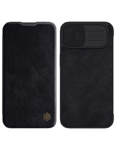 Nillkin Qin Leather Pro Case Cover iPhone 14 Camera Protector Holster Cover Flip Case Black