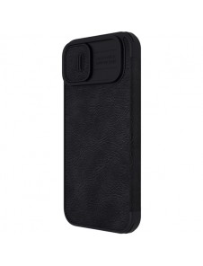 Nillkin Qin Leather Pro Case Cover iPhone 14 Camera Protector Holster Cover Flip Case Black