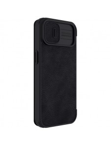 Nillkin Qin Leather Pro Case Cover iPhone 14 Camera Protector Holster Cover Flip Case Black