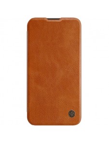 Nillkin Qin Leather Pro Case iPhone 14 Camera Cover Holster Cover Flip Case Brown