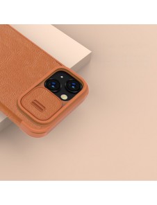 Nillkin Qin Leather Pro Case iPhone 14 Camera Cover Holster Cover Flip Case Brown