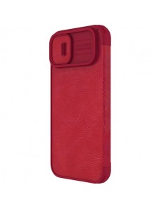 Nillkin Qin Leather Pro Case Cover iPhone 14 Camera Protector Holster Cover Flip Case Red