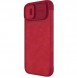 Nillkin Qin Leather Pro Case Cover iPhone 14 Camera Protector Holster Cover Flip Case Red
