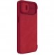Nillkin Qin Leather Pro Case Cover iPhone 14 Camera Protector Holster Cover Flip Case Red