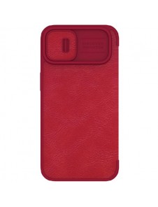 Nillkin Qin Leather Pro Case Cover iPhone 14 Camera Protector Holster Cover Flip Case Red