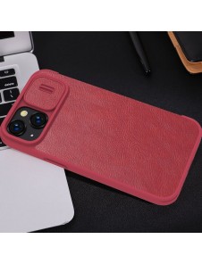 Nillkin Qin Leather Pro Case Cover iPhone 14 Camera Protector Holster Cover Flip Case Red