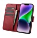 iCarer Wallet Case 2in1 iPhone 14 Leather Flip Case Anti-RFID Red