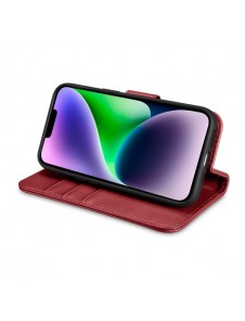 iCarer Wallet Case 2in1 iPhone 14 Leather Flip Case Anti-RFID Red