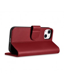 iCarer Wallet Case 2in1 iPhone 14 Leather Flip Case Anti-RFID Red