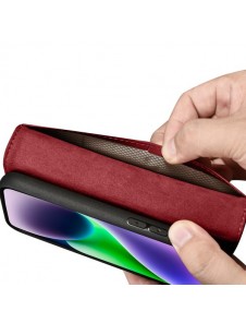 iCarer Wallet Case 2in1 iPhone 14 Leather Flip Case Anti-RFID Red