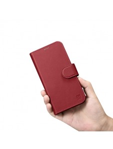iCarer Wallet Case 2in1 iPhone 14 Leather Flip Case Anti-RFID Red