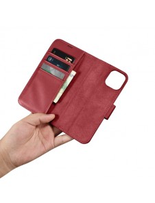 iCarer Wallet Case 2in1 iPhone 14 Leather Flip Case Anti-RFID Red