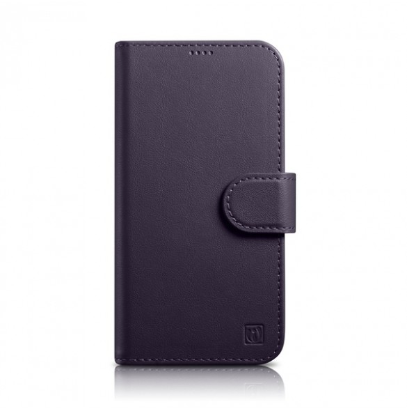 iCarer Wallet Case 2in1 Case iPhone 14 Leather Flip Cover Anti-RFID Dark Purple