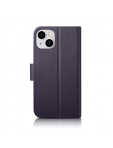 iCarer Wallet Case 2in1 Case iPhone 14 Leather Flip Cover Anti-RFID Dark Purple
