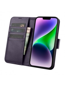 iCarer Wallet Case 2in1 Case iPhone 14 Leather Flip Cover Anti-RFID Dark Purple