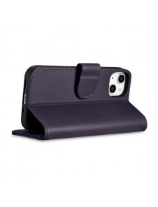 iCarer Wallet Case 2in1 Case iPhone 14 Leather Flip Cover Anti-RFID Dark Purple