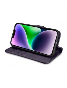iCarer Wallet Case 2in1 Case iPhone 14 Leather Flip Cover Anti-RFID Dark Purple