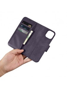 iCarer Wallet Case 2in1 Case iPhone 14 Leather Flip Cover Anti-RFID Dark Purple