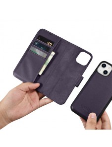 iCarer Wallet Case 2in1 Case iPhone 14 Leather Flip Cover Anti-RFID Dark Purple