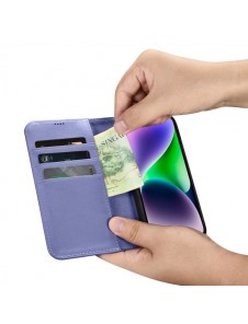 iCarer Wallet Case 2in1 Case iPhone 14 Leather Flip Cover Anti-RFID Light Purple