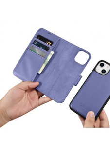 iCarer Wallet Case 2in1 Case iPhone 14 Leather Flip Cover Anti-RFID Light Purple