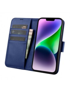 iCarer Wallet Case 2in1 Case iPhone 14 Anti-RFID Leather Flip Case Blue