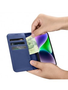 iCarer Wallet Case 2in1 Case iPhone 14 Anti-RFID Leather Flip Case Blue
