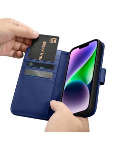 iCarer Wallet Case 2in1 Case iPhone 14 Anti-RFID Leather Flip Case Blue