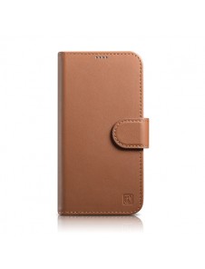 iCarer Wallet Case 2in1 case iPhone 14 leather cover with flap Anti-RFID brown