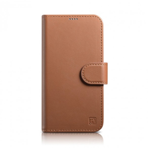 iCarer Wallet Case 2in1 case iPhone 14 leather cover with flap Anti-RFID brown