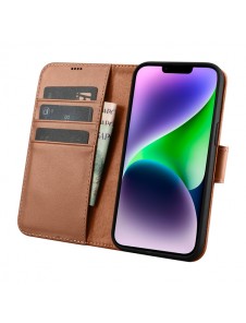 iCarer Wallet Case 2in1 case iPhone 14 leather cover with flap Anti-RFID brown