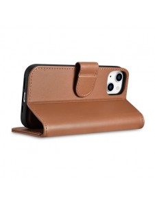 iCarer Wallet Case 2in1 case iPhone 14 leather cover with flap Anti-RFID brown