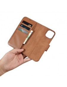 iCarer Wallet Case 2in1 case iPhone 14 leather cover with flap Anti-RFID brown