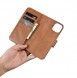 iCarer Wallet Case 2in1 case iPhone 14 leather cover with flap Anti-RFID brown